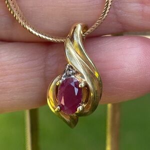 10K Ruby And Diamond Pendant